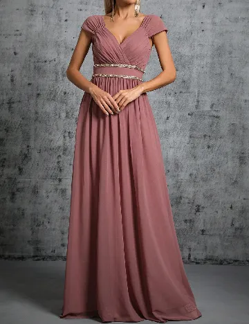 Rochie lunga Mgiacy, roz pudra inchis Roz