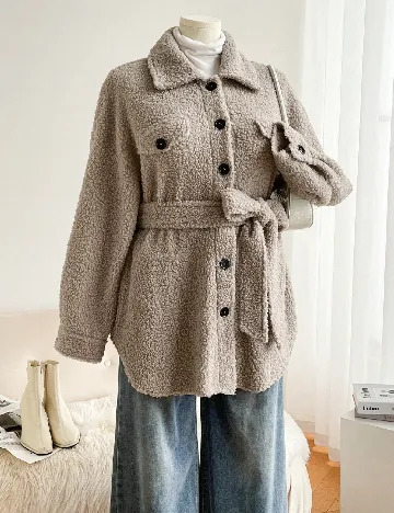 Jacheta SHEIN CURVE, maro deschis Maro