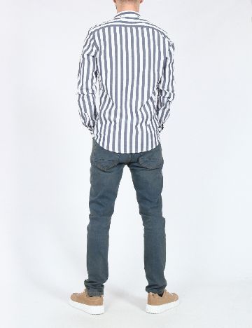 Camasa Pull&Bear, alb/albastru