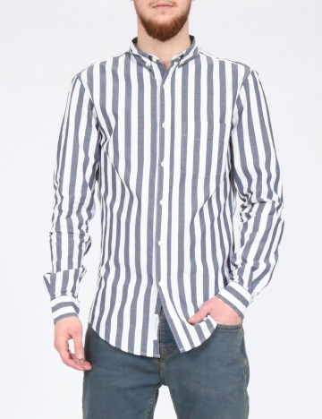 Camasa Pull&Bear, alb/albastru