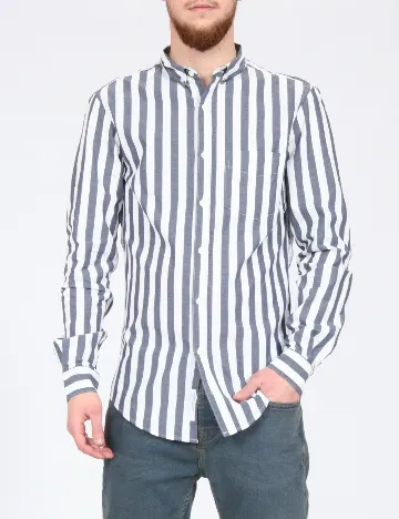 Camasa Pull&Bear, alb/albastru Alb