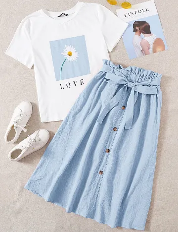 Compleu SHEIN, albastru/alb Albastru