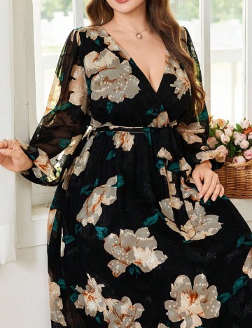 Rochie lunga SHEIN CURVE, floral print