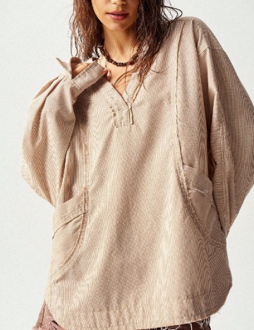 Bluza SHEIN, maro/alb