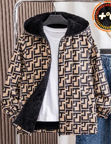 Geaca Shein Kids, maro/negru Maro