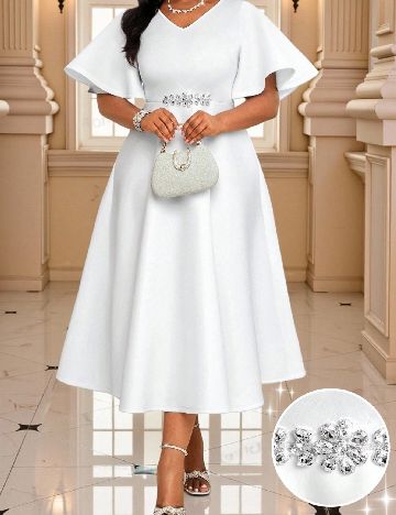 Rochie medie SHEIN CURVE, alb