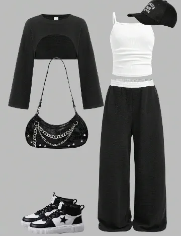 Compleu Shein Kids, negru Negru