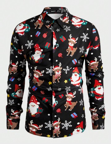 Camasa SHEIN Plus Size Men, negru