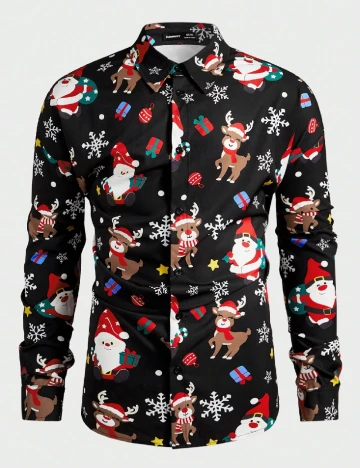 Camasa SHEIN Plus Size Men, negru Negru