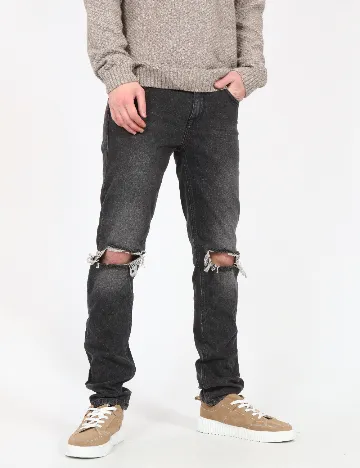 Blugi Pull&Bear, gri inchis Gri