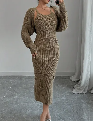 Set Rochie si Cardigan SHEIN, maro Maro