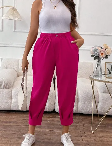 Pantaloni SHEIN CURVE, roz Roz