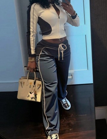 Compleu SHEIN, alb/gri