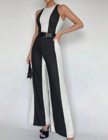 Salopeta SHEIN, alb/negru