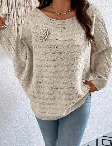 Pulover SHEIN CURVE, bej Crem