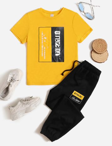 Compleu Shein Kids, galben/negru