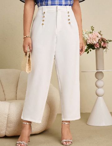 Pantaloni Emery Rose Curve, alb