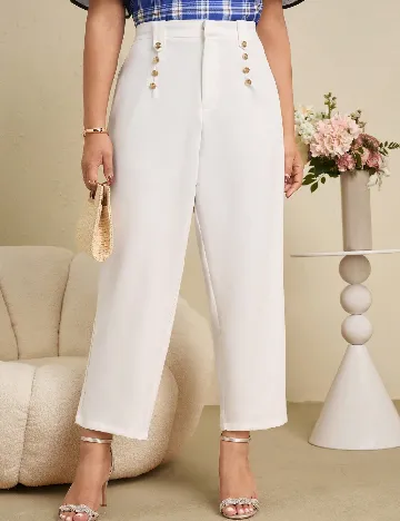 Pantaloni Emery Rose Curve, alb Alb