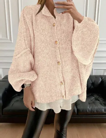 Cardigan Oversize SHEIN, roz pal Roz