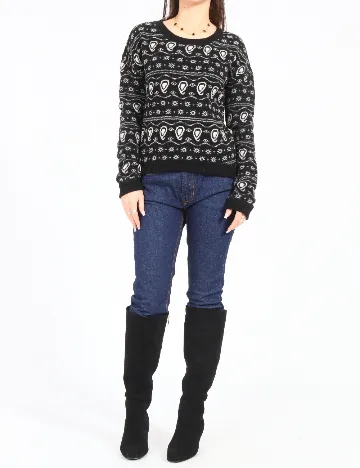 Pulover Zara, negru/alb Negru