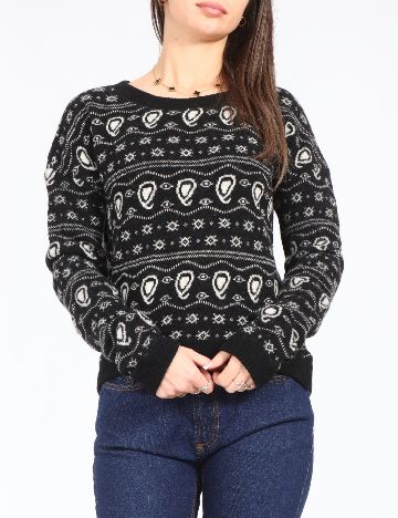 Pulover Zara, negru/alb