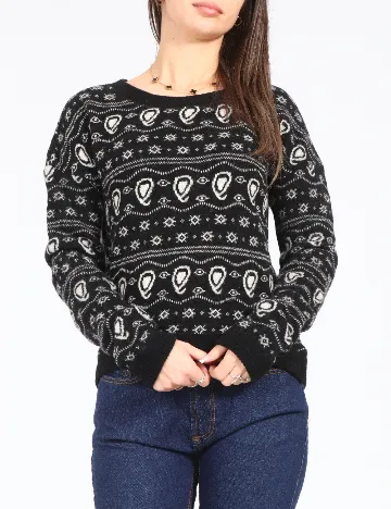 Pulover Zara, negru/alb Negru