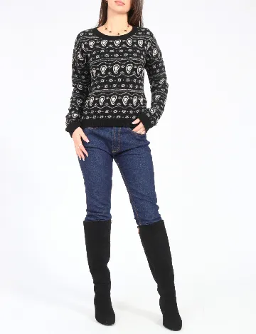 Pulover Zara, negru/alb Negru