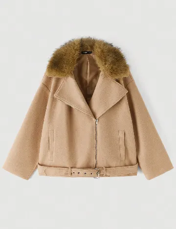 Jacheta SHEIN CURVE, maro deschis Maro