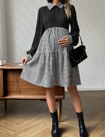 Rochie scurta SHEIN Maternity, negru/alb