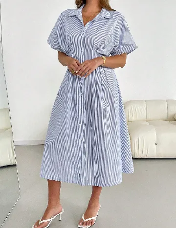 Rochie medie SHEIN CURVE, albastru/alb Albastru