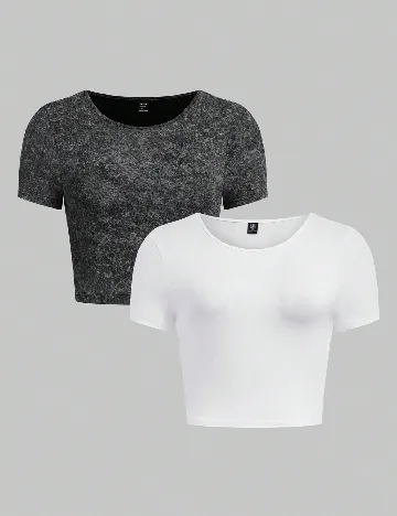 Set topuri 2 bucati SHEIN CURVE, alb/gri Gri