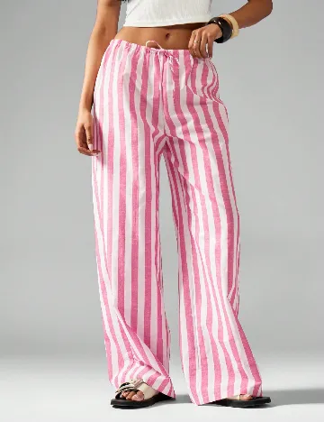 Pantaloni Missguided, roz/alb Roz
