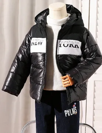 Geaca Shein Kids, negru Negru