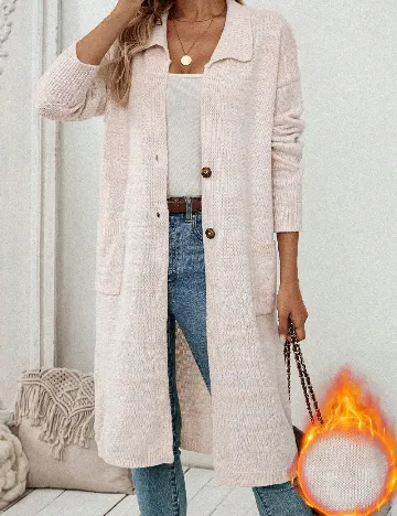 Cardigan SHEIN, ecru Alb