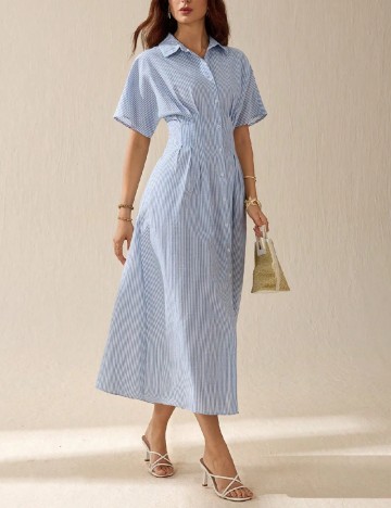 Rochie medie SHEIN, albastru/alb