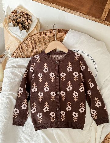 Cardigan Shein Kids, maro/ecru