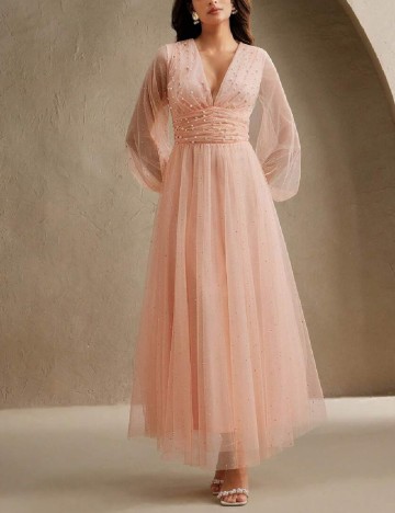 Rochie lunga Anewsta, piersica