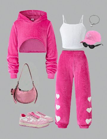 Compleu Shein Kids, roz/alb