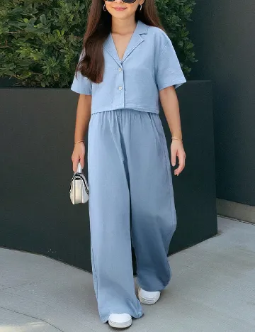 Compleu Shein Kids, bleu Albastru