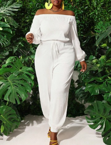 Salopeta SHEIN CURVE, alb