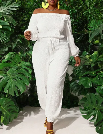 Salopeta SHEIN CURVE, alb Alb