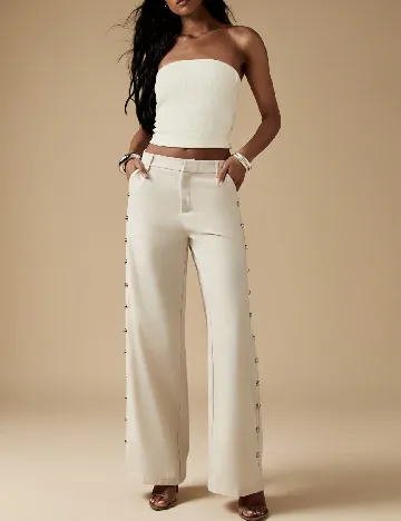 Pantaloni Missguided, ecru Alb