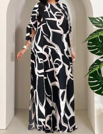 Rochie lunga SHEIN CURVE, negru/alb