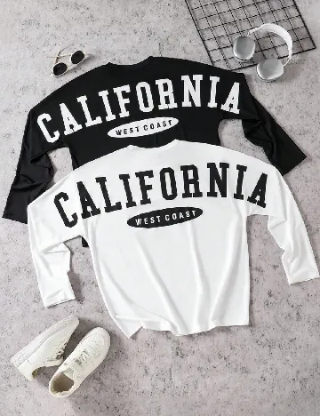 Set bluze 2 bucati Shein Kids, alb/negru Alb