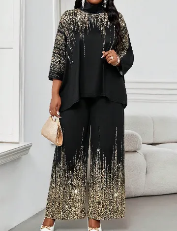 Compleu SHEIN CURVE, negru/auriu Negru