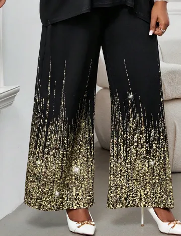 Compleu SHEIN CURVE, negru/auriu Negru