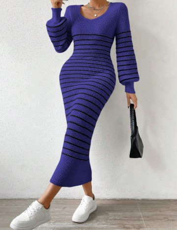 Rochie medie SHEIN, albastru/negru