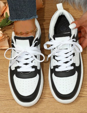 Adidasi SHEIN, alb/negru