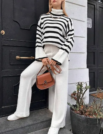 Compleu SHEIN, alb/negru Alb