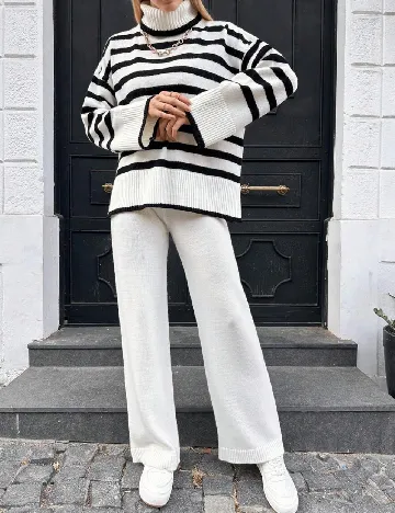 Compleu SHEIN, alb/negru Alb